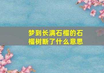 梦到长满石榴的石榴树断了什么意思