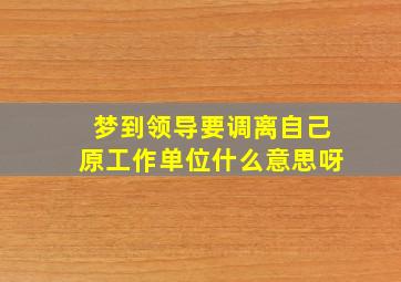 梦到领导要调离自己原工作单位什么意思呀