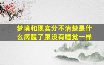 梦境和现实分不清楚是什么病醒了跟没有睡觉一样