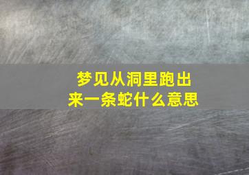 梦见从洞里跑出来一条蛇什么意思