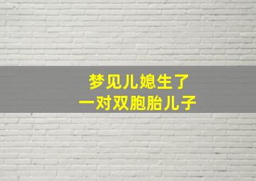 梦见儿媳生了一对双胞胎儿子