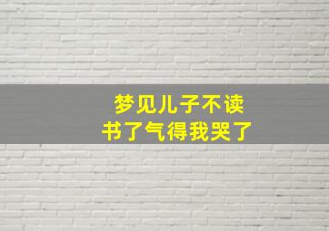 梦见儿子不读书了气得我哭了