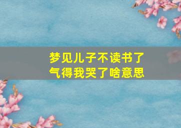 梦见儿子不读书了气得我哭了啥意思