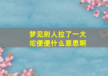 梦见别人拉了一大坨便便什么意思啊