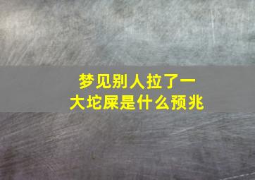 梦见别人拉了一大坨屎是什么预兆