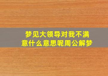 梦见大领导对我不满意什么意思呢周公解梦