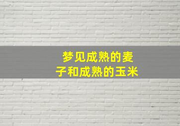 梦见成熟的麦子和成熟的玉米