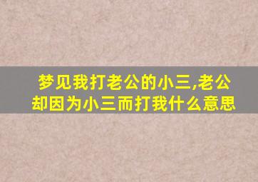 梦见我打老公的小三,老公却因为小三而打我什么意思