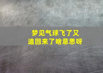 梦见气球飞了又追回来了啥意思呀