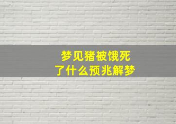 梦见猪被饿死了什么预兆解梦