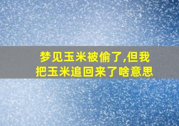 梦见玉米被偷了,但我把玉米追回来了啥意思