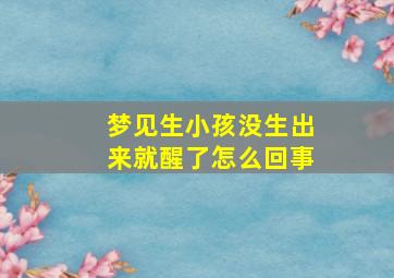 梦见生小孩没生出来就醒了怎么回事