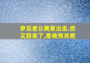 梦见老公离家出走,但又回来了,是啥预兆呢