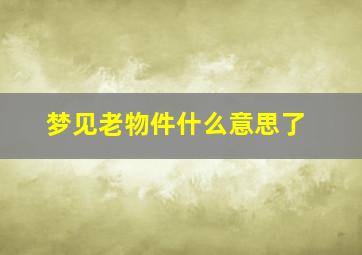 梦见老物件什么意思了