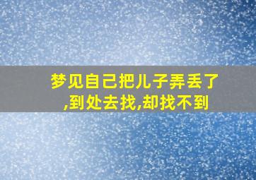 梦见自己把儿子弄丢了,到处去找,却找不到