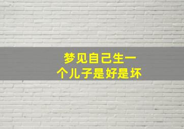 梦见自己生一个儿子是好是坏