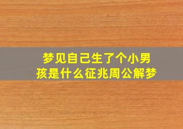 梦见自己生了个小男孩是什么征兆周公解梦