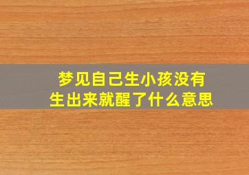 梦见自己生小孩没有生出来就醒了什么意思