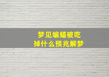 梦见蝙蝠被吃掉什么预兆解梦