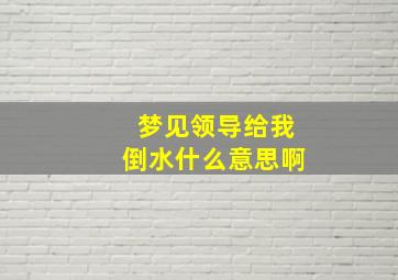 梦见领导给我倒水什么意思啊