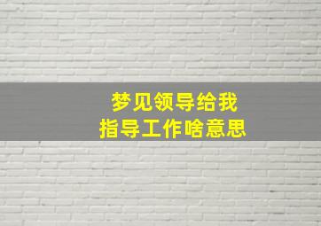 梦见领导给我指导工作啥意思