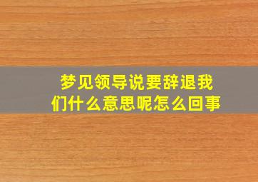 梦见领导说要辞退我们什么意思呢怎么回事