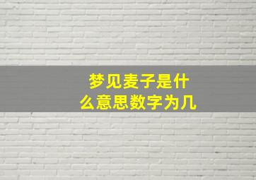 梦见麦子是什么意思数字为几