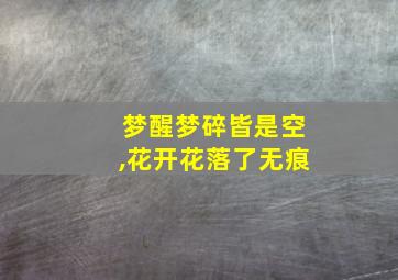 梦醒梦碎皆是空,花开花落了无痕