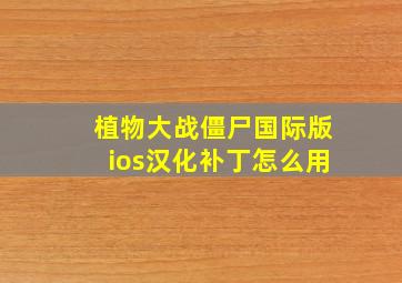 植物大战僵尸国际版ios汉化补丁怎么用