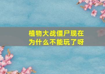 植物大战僵尸现在为什么不能玩了呀