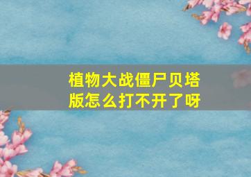 植物大战僵尸贝塔版怎么打不开了呀