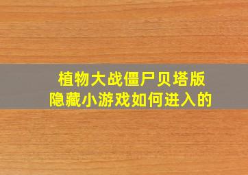 植物大战僵尸贝塔版隐藏小游戏如何进入的