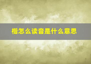 楷怎么读音是什么意思