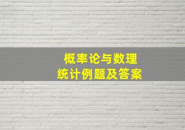 概率论与数理统计例题及答案