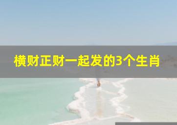 横财正财一起发的3个生肖