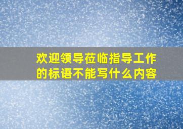 欢迎领导莅临指导工作的标语不能写什么内容