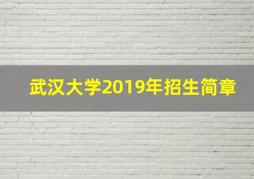 武汉大学2019年招生简章