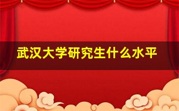 武汉大学研究生什么水平