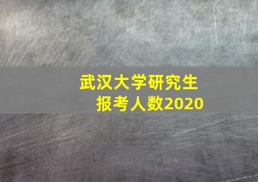 武汉大学研究生报考人数2020