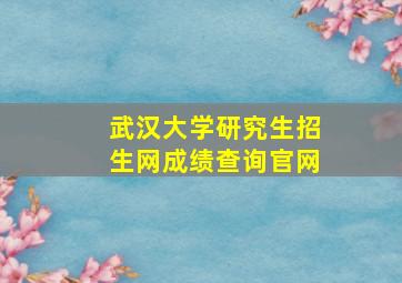 武汉大学研究生招生网成绩查询官网