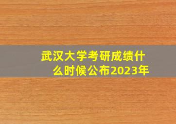 武汉大学考研成绩什么时候公布2023年