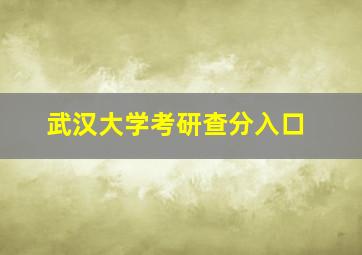 武汉大学考研查分入口