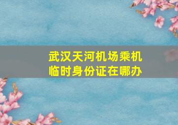 武汉天河机场乘机临时身份证在哪办