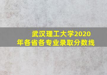 武汉理工大学2020年各省各专业录取分数线