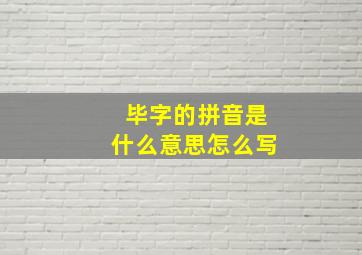 毕字的拼音是什么意思怎么写