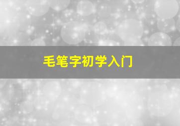 毛笔字初学入门