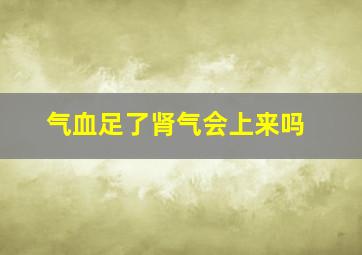 气血足了肾气会上来吗