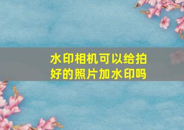 水印相机可以给拍好的照片加水印吗