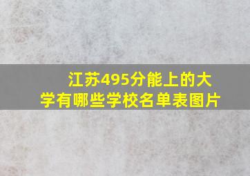 江苏495分能上的大学有哪些学校名单表图片