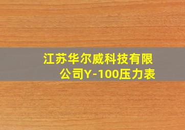 江苏华尔威科技有限公司Y-100压力表